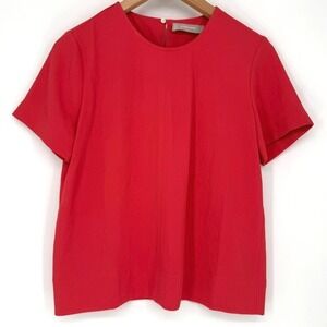Everlane Red GoWeave Short Sleeve Boxy Top Back Pleat 0 Oversized Quiet Luxury 0
